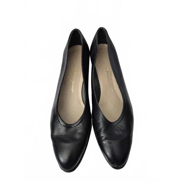 Salvatore Ferragamo Boutique Vintage Ladies Texture Leather Wedge S